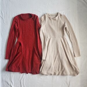 Sweater Dress Size XS Lot of 2 Dresses Red Cream A-Line